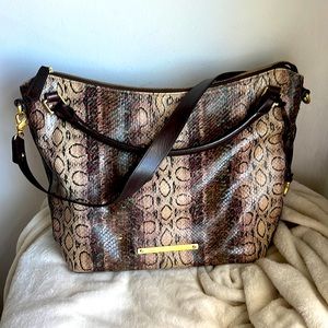 EUC Brahmin Snake Texture Genuine Leather Crossbody/Satchel/Tote Bag- Large Size